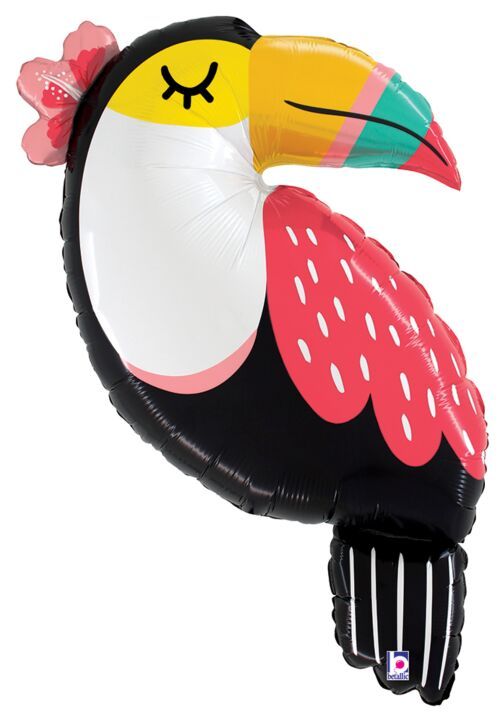 Summer Toucan - 39&quot; Helium Filled Foil Balloon, Ribbon