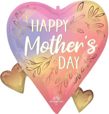 HMD Botanical Traces Hearts - 22&quot; Helium Filled Foil Balloon, Ribbon