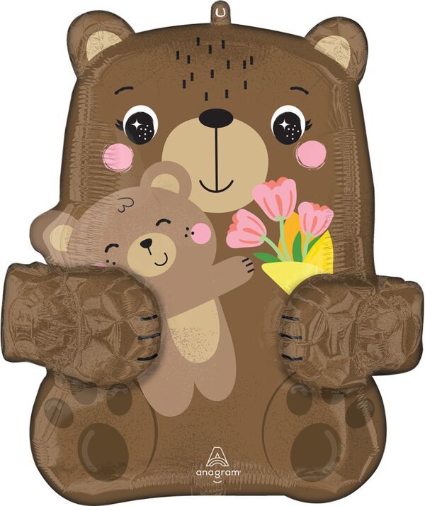 3D Bear Hugs - 24&quot; Helium Filled Foil Balloon, Ribbon