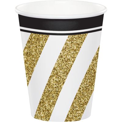 Black &amp; Gold - Paper Cup 9oz. 8ct