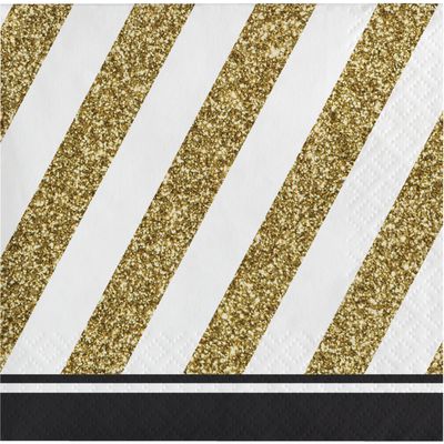 Black &amp; Gold - Beverage Napkin 16ct
