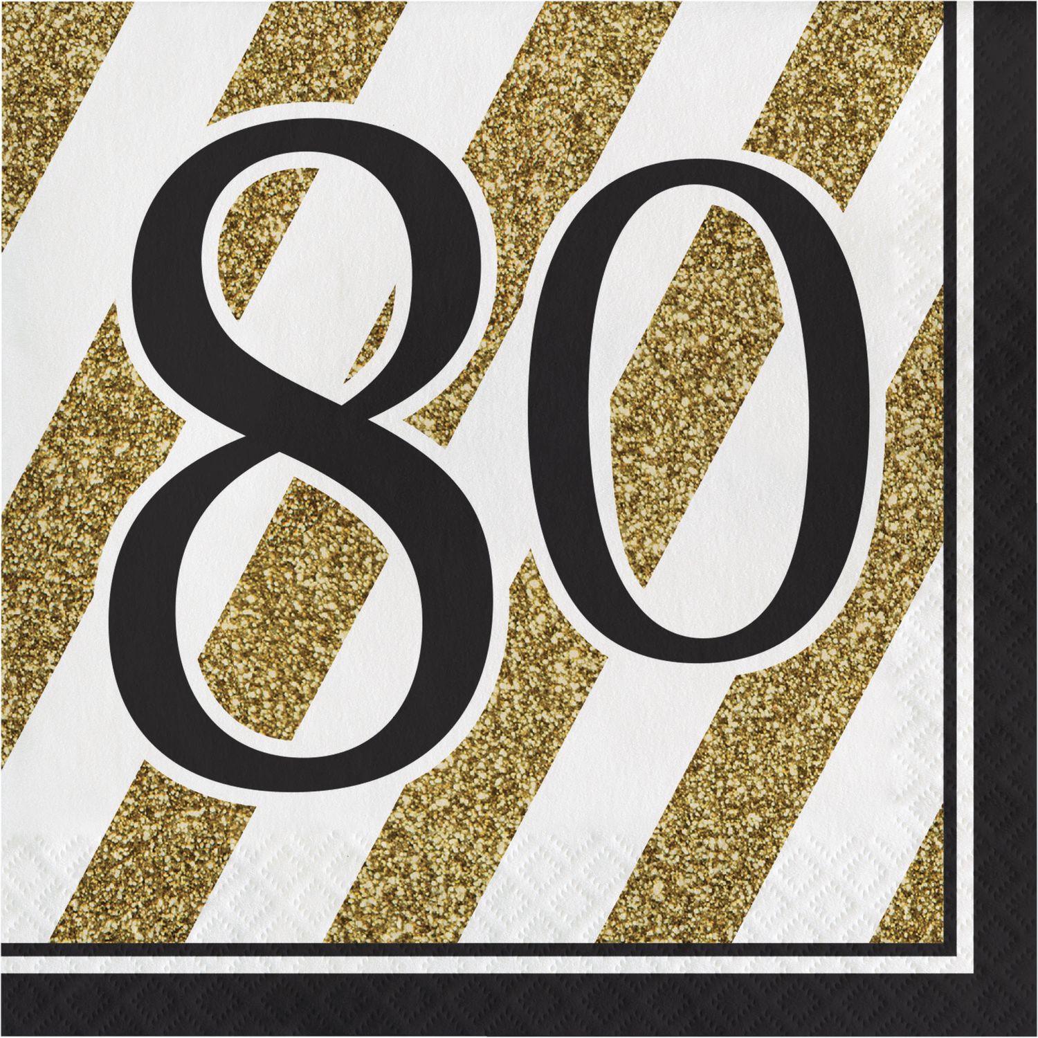 Black &amp; Gold - &quot;80&quot; Luncheon Napkin 16ct