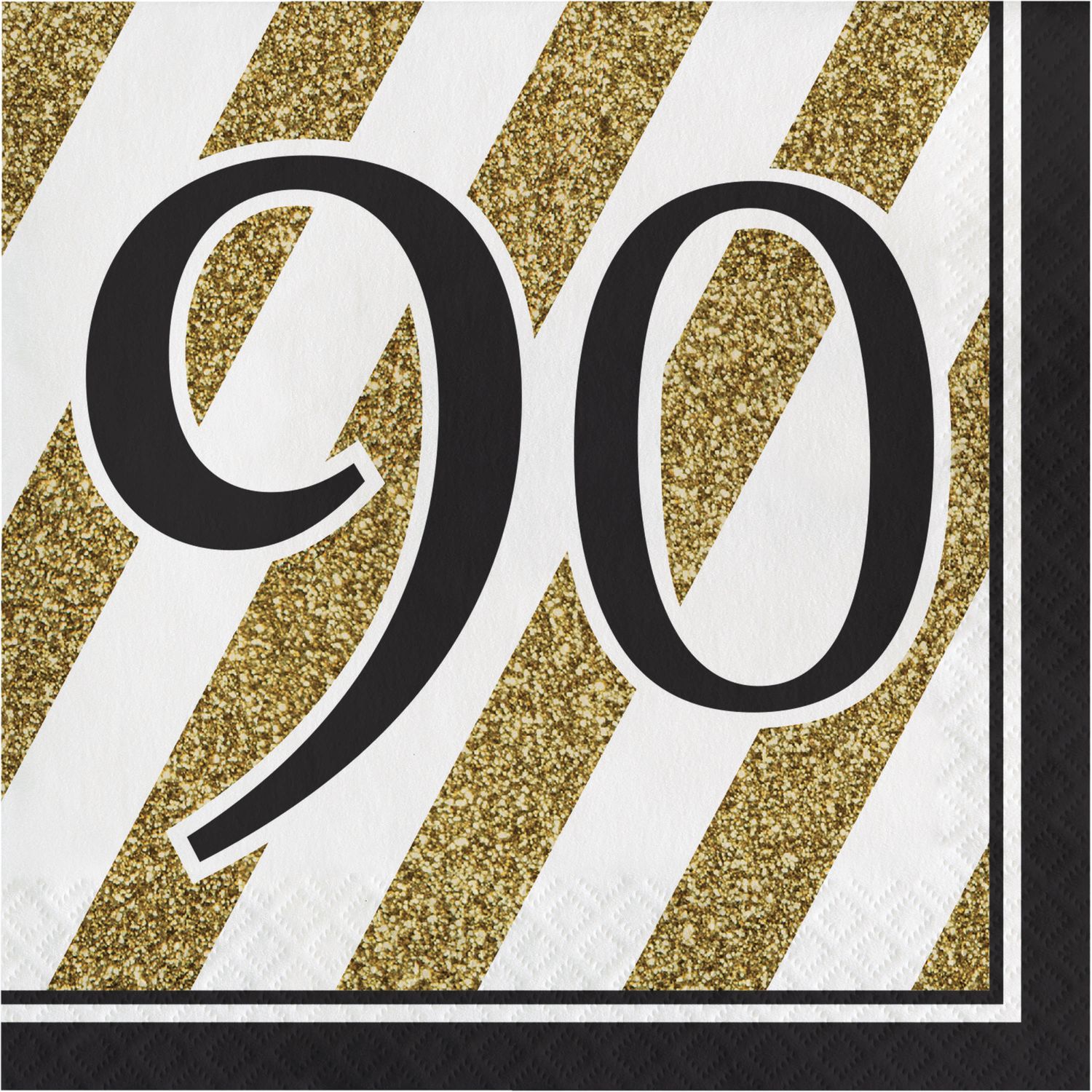 Black &amp; Gold - &quot;90&quot; Luncheon Napkin 16ct
