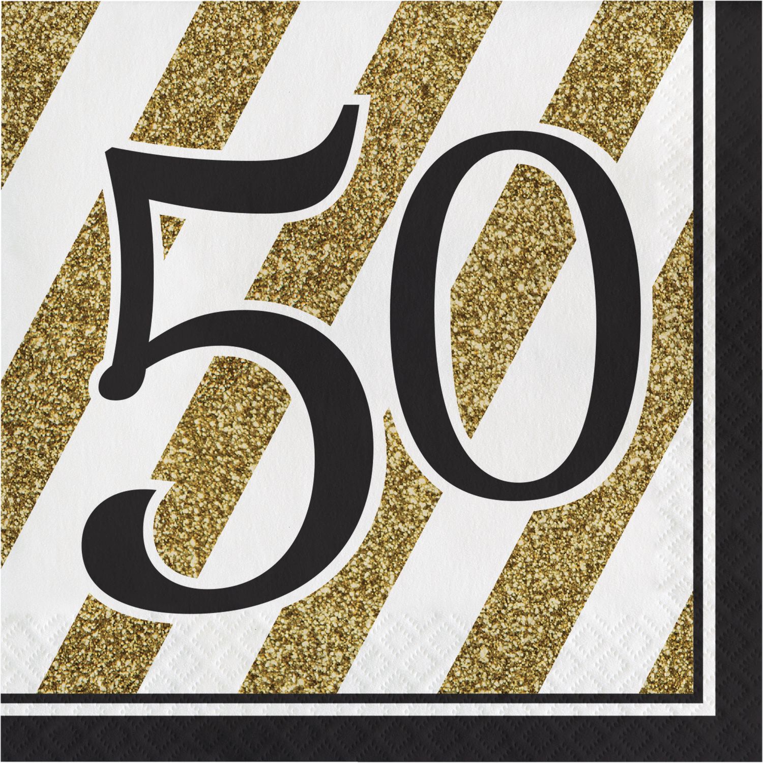 Black &amp; Gold - &quot;50&quot; Luncheon Napkin 16ct