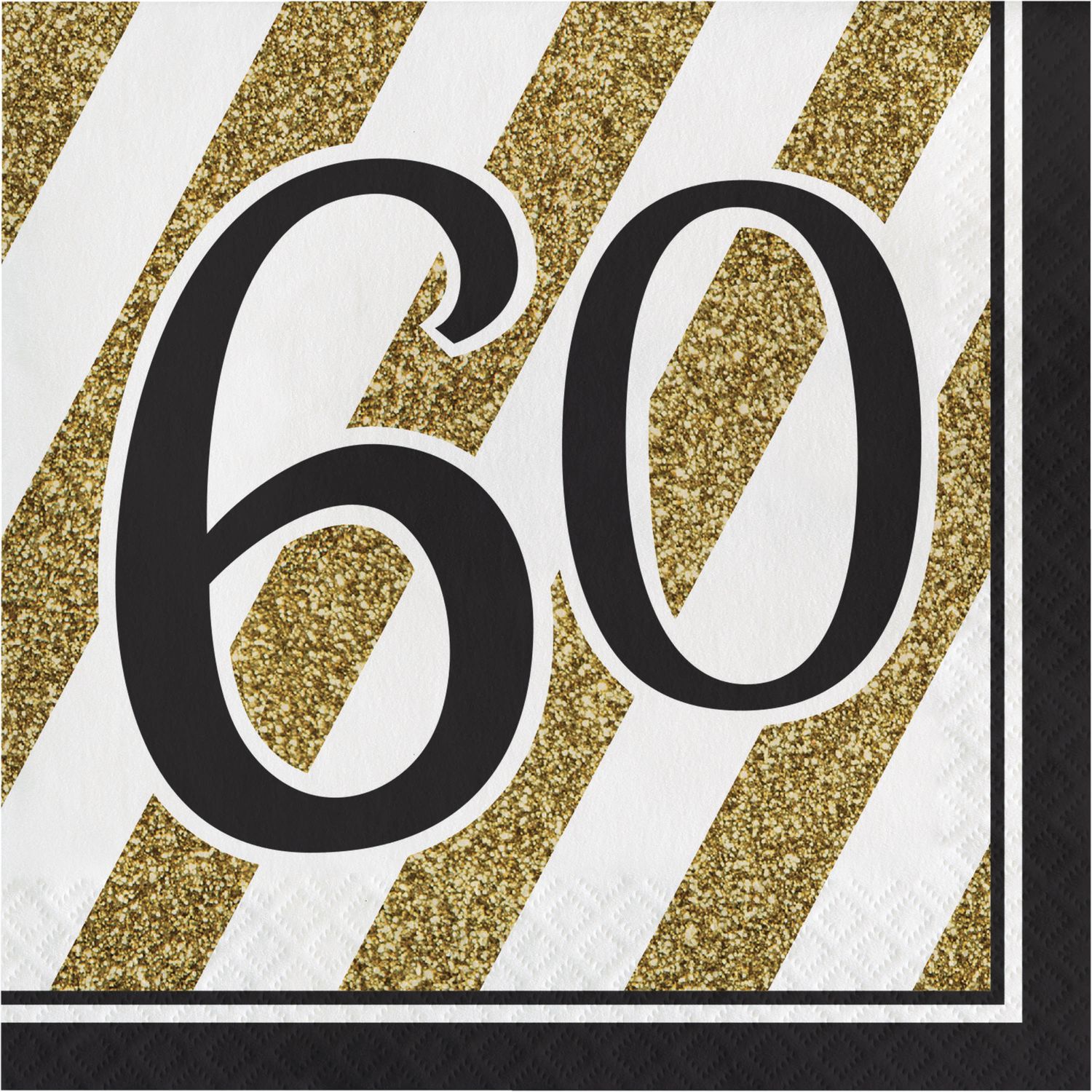 Black &amp; Gold - &quot;60&quot; Luncheon Napkin 16ct