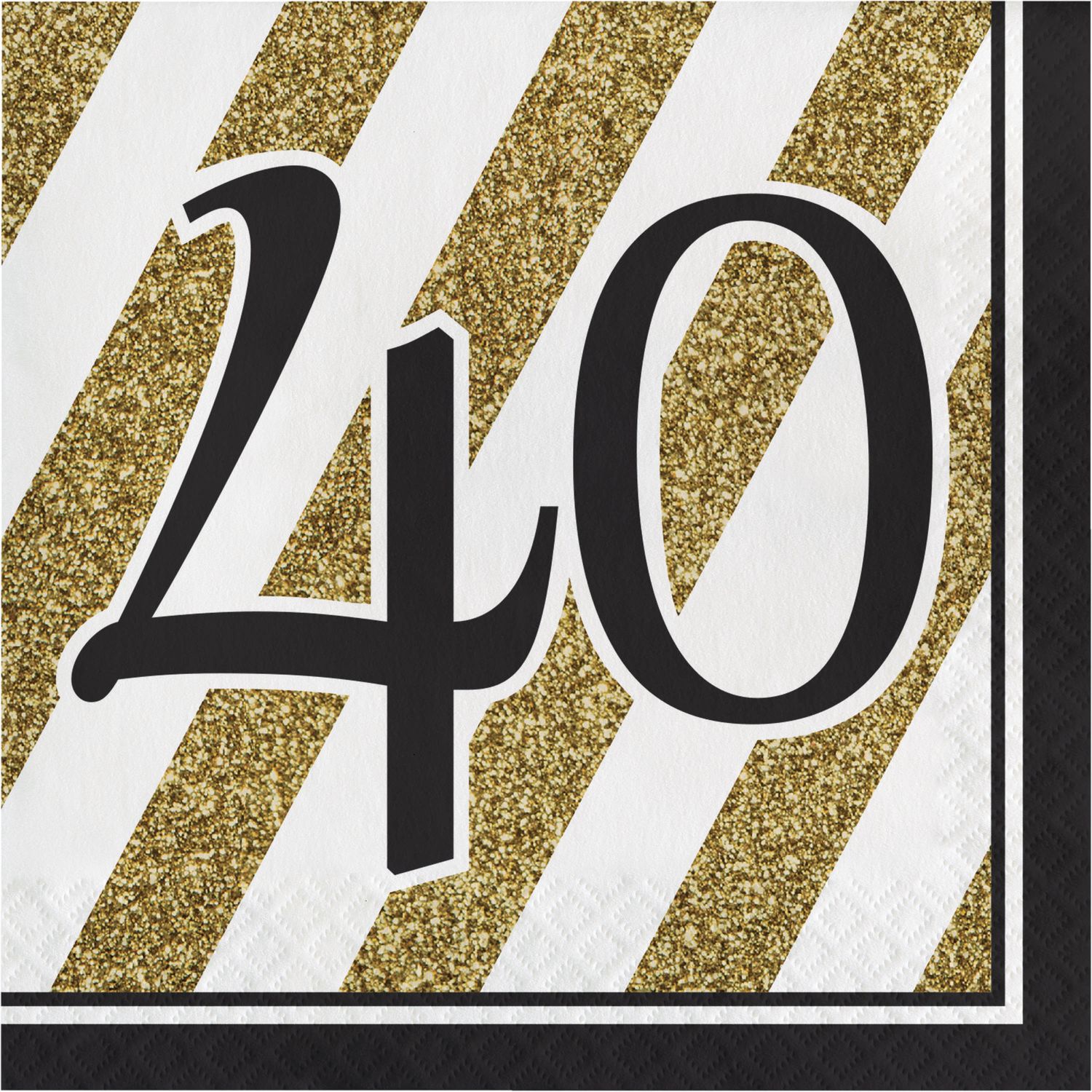 Black &amp; Gold - &quot;40&quot; Luncheon Napkin 16ct