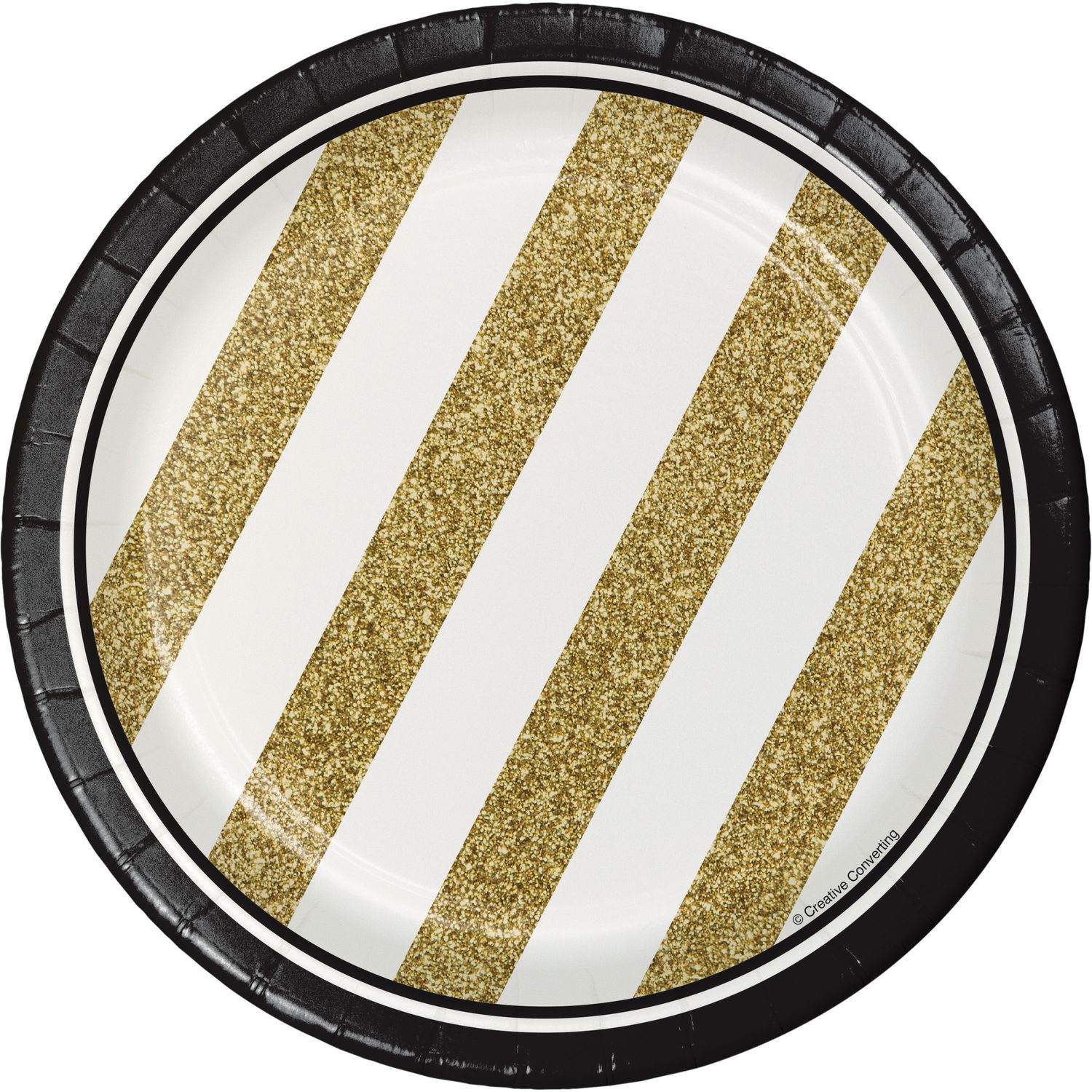 Black &amp; Gold - 7&quot; Dessert Plate 8ct