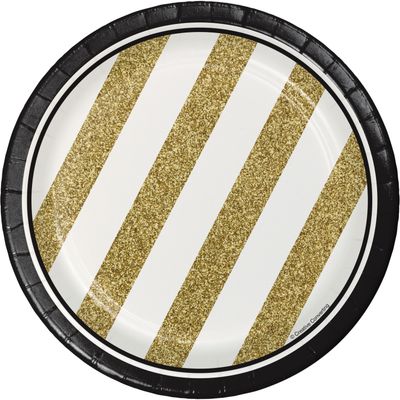 Black &amp; Gold - 7&quot; Dessert Plate 8ct