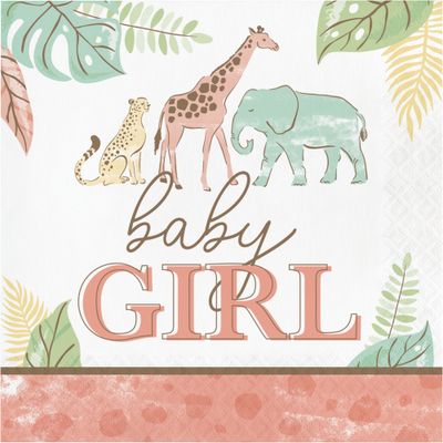 Safari Baby - &quot;Girl&quot; Lunch Napkin 16ct