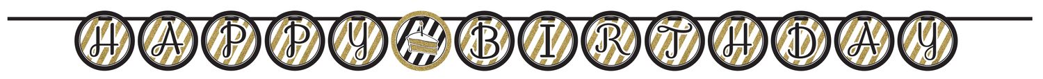 Black &amp; Gold - Circle Ribbon Banner