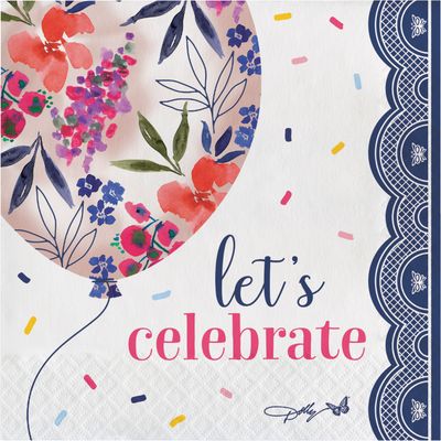 Celebrate Floral - &quot;Lets Celebrate&quot; Luncheon Napkin 16ct