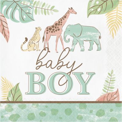 Safari Baby - &quot;Boy&quot; Lunch Napkin 16ct