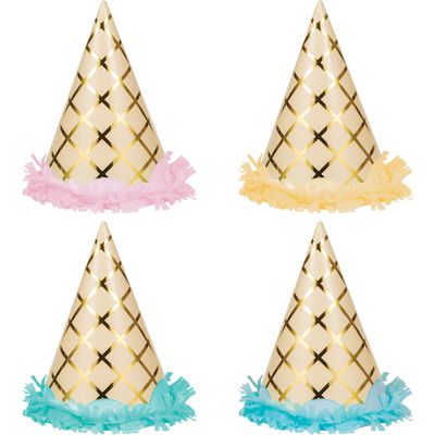 Ice Cream Party - Foil Fringe Hat 8ct