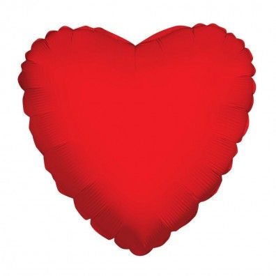 Metallic Red Heart - 18&quot; Helium Filled Foil Balloon, Ribbon