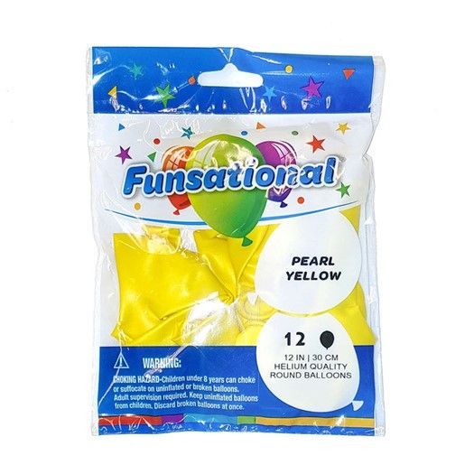Funsational Pearl Yellow 12&quot; - , Count: 12 Ct