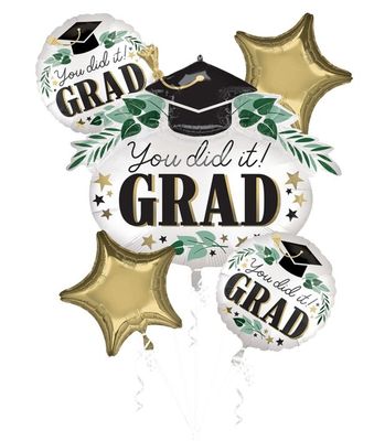 Bouquet Satin You Did It Ivy Grad - Helium Filled Foil Balloon, Ribbon