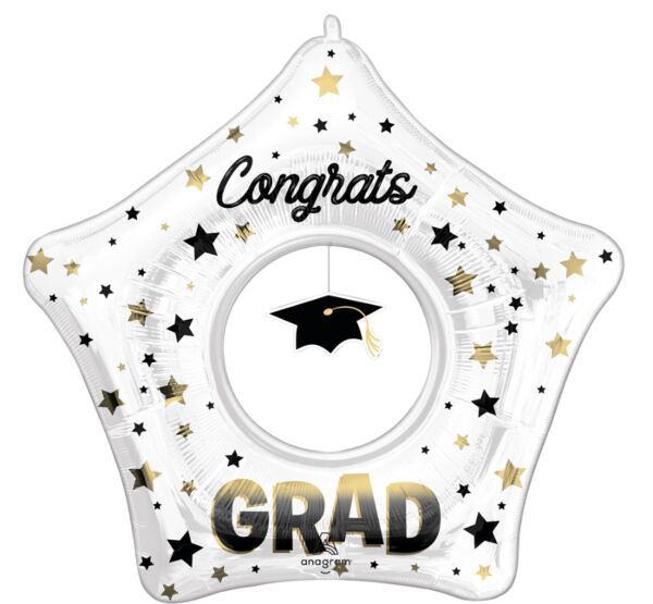Diffused Ombré Grad Cap Dangler - 32&quot; Helium Filled Foil Balloon, Ribbon