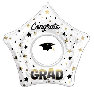 Diffused Ombré Grad Cap Dangler - 32&quot; Helium Filled Foil Balloon, Ribbon