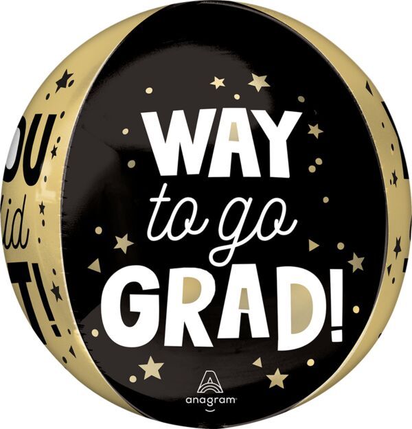 Way to Go Grad You Did It Orbz - 15&quot; Helium Filled Foil Balloon, Ribbon