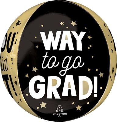 Way to Go Grad You Did It Orbz - 15" Helium Filled Foil Balloon, Ribbon
