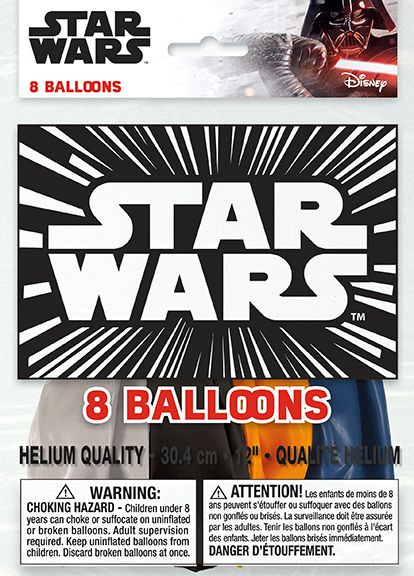 Star Wars Classic - 12&quot; Latex Balloons Flat 8 Ct