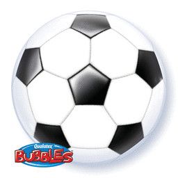 Soccer Ball - 22&quot; Helium Filled Bubble  Shaped Balloon, Ribbon