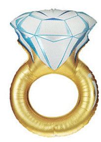Wedding Ring - 37&quot; Helium Filled Foil Balloon, Ribbon