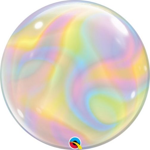 Iridescent Swirls - 22&quot; Helium Filled Bubble Balloon, Ribbon
