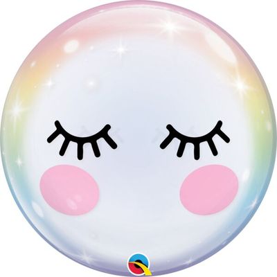 Eyelashes - 22&quot; Helium Filled Bubble Balloon, Ribbon