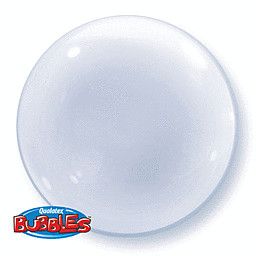 Deco Bubble Clear - 24&quot; Helium Filled Bubble Shaped Balloon, Ribbon