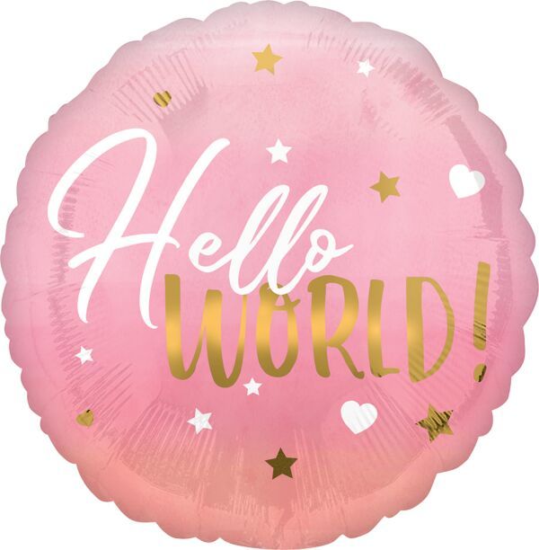 Pink Baby Girl - 17&quot; Helium Filled Foil Balloon, Ribbon