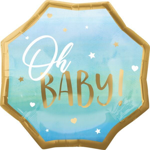 Blue Baby Boy - 22&quot; Helium Filled Foil Balloon, Ribbon