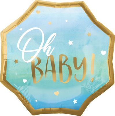 Blue Baby Boy - 22&quot; Helium Filled Foil Balloon, Ribbon