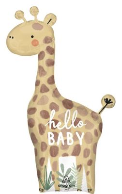 Soft Jungle Baby - 42&quot; Helium Filled Foil Balloon, Ribbon