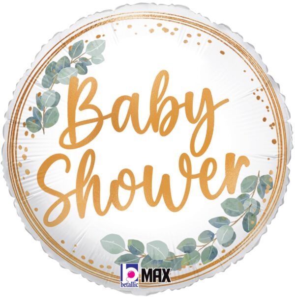 Baby Shower Eucalyptus - 18&quot; Helium Filled Foil Balloon, Ribbon