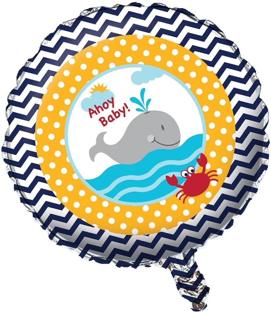 Ahoy Matey Baby - 18&quot; Helium Filled Foil Balloon, Ribbon