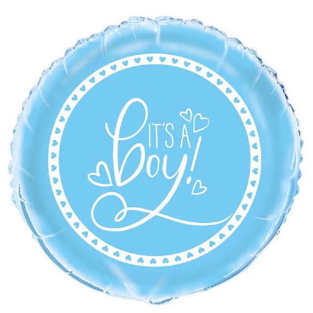 Blue Hearts Baby Shower - 18&quot; Helium Filled Foil Balloon, Ribbon