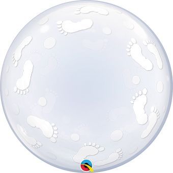 Baby Footprints - 24&quot; Helium Filled Foil Balloon, Ribbon