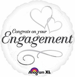 Two Hearts Engagement - 17&quot; Helium Filled Foil Balloon, Ribbon