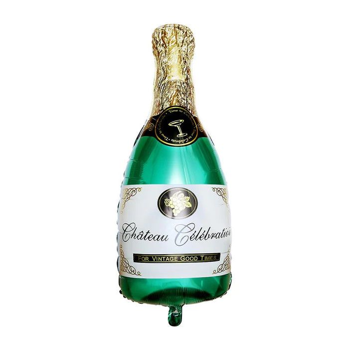 Champagne Bottle - 40&quot; Helium Filled Foil Balloon, Ribbon