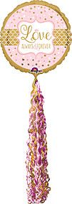 Sparkling Wedding Airwalker - 70&quot; Helium Filled Foil Balloon, Ribbon