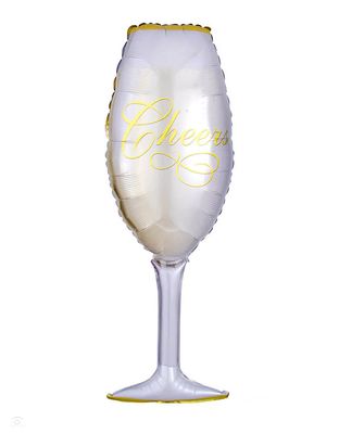 Champagne Glass - 40&quot; Helium Filled Foil Balloon, Ribbon
