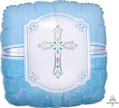 Blue Communion - 28&quot; Helium Filled Foil  Shaped Balloon, Ribbon