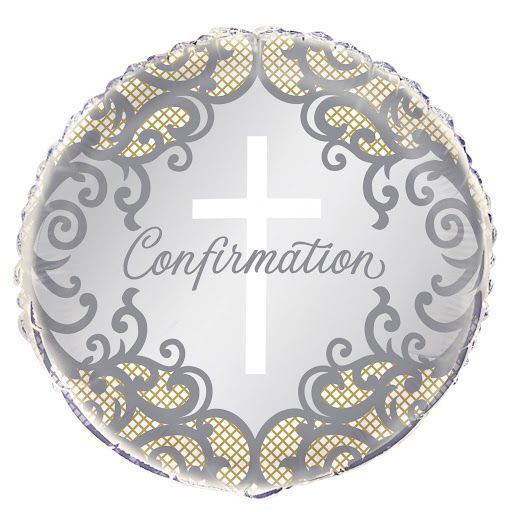 Fancy Gold &amp; Silver Cross Confirmation - 18&quot; Helium Filled Foil  Shaped Balloon, Ribbon