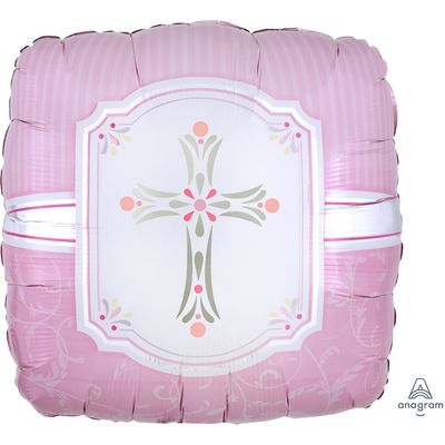 Pink Communion - 18&quot; Helium Filled Foil  Shaped Balloon, Ribbon