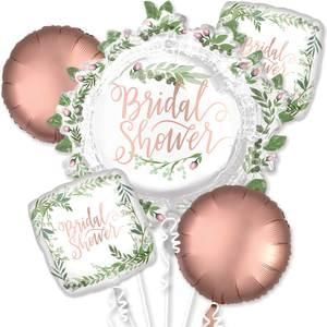 Bouquet Love &amp; Leaves Bridal Shower - Helium Filled Foil Balloon, Ribbon and Basic Weight