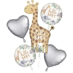 Bouquet Soft Jungle Baby - Helium Filled Foil Balloon, Ribbon and Basic Weight