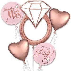 Bouquet Blush Wedding - Helium Filled Foil Balloon, Ribbon and Basic Weight