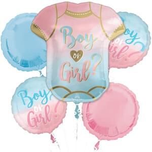 Bouquet The Big Reveal - Helium Filled Foil Balloon, Ribbon and Basic Weight