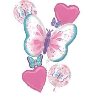 Bouquet Flutters  Butterflies - Helium Filled Foil Balloon, Ribbon and Basic Weight